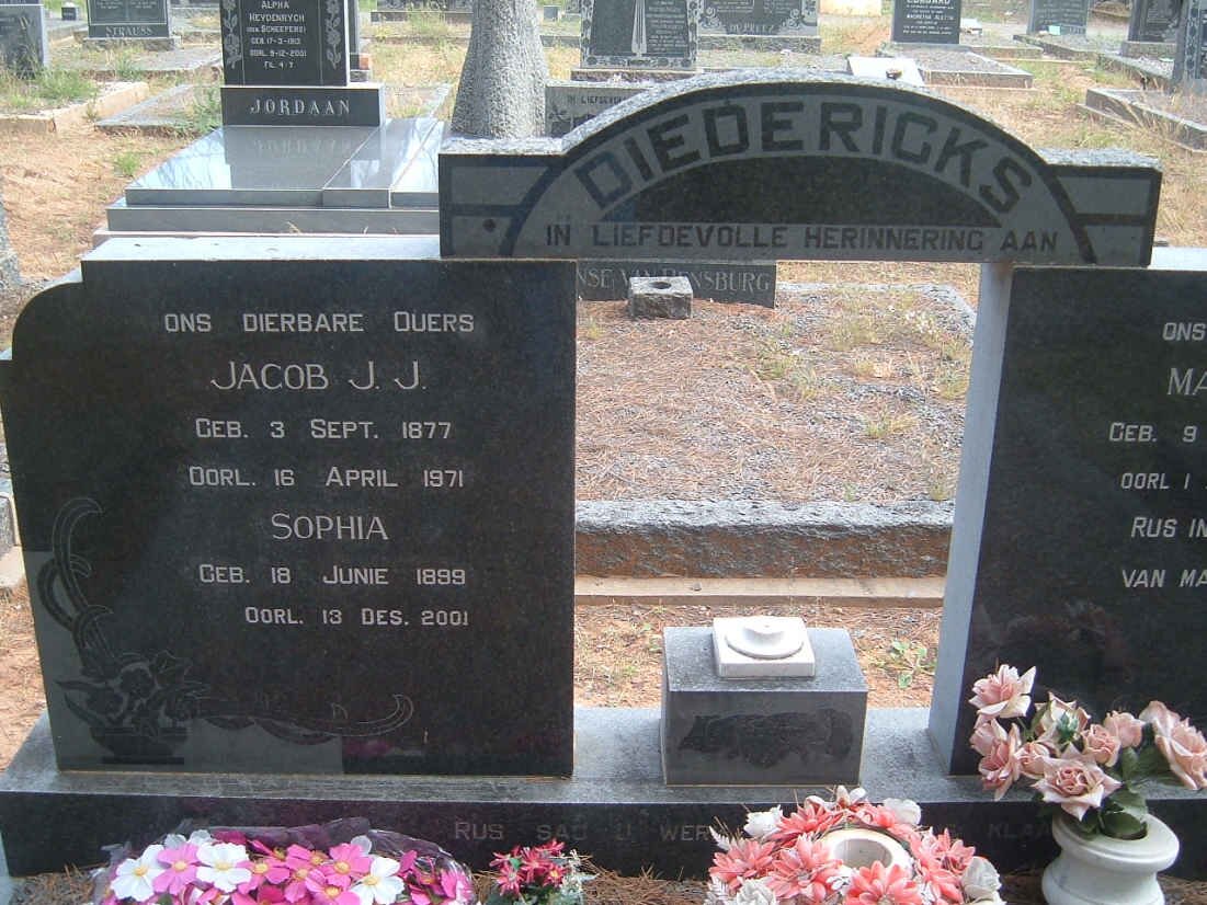 DIEDERICKS Jacob J.J. 1877-1971 &amp; Sophia 1899-2001 :: DIEDERICKS Martha 1933-2001
