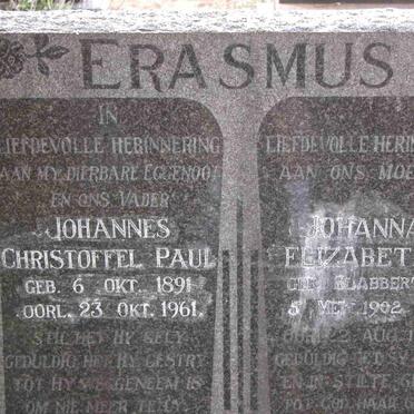 ERASMUS Johannes Christoffel Paul 1891-1961 &amp; Johanna Elizabeth SLABBERT 1902-1975