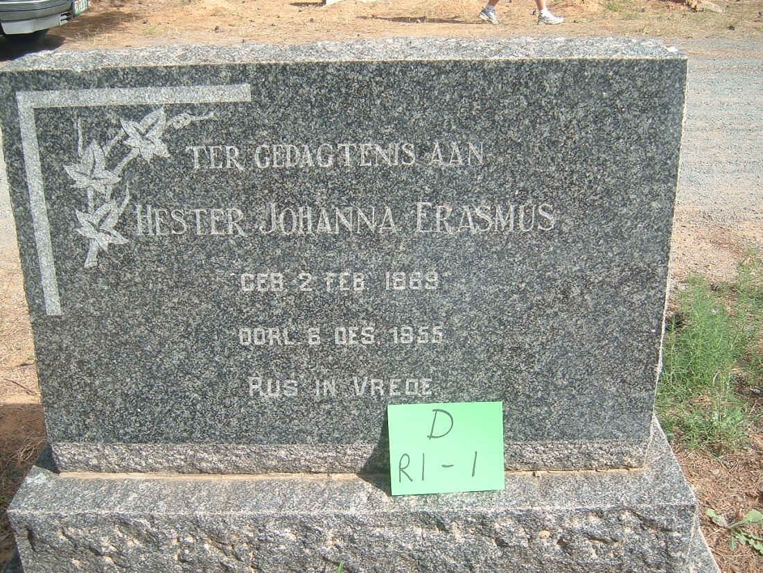 ERASMUS Hester Johanna 1869-1955
