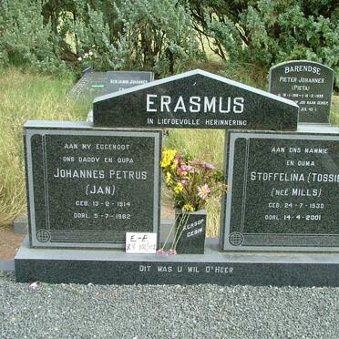 ERASMUS Johannes Petrus 1914-1982 &amp; Stoffelina  MILLS 1930-2001