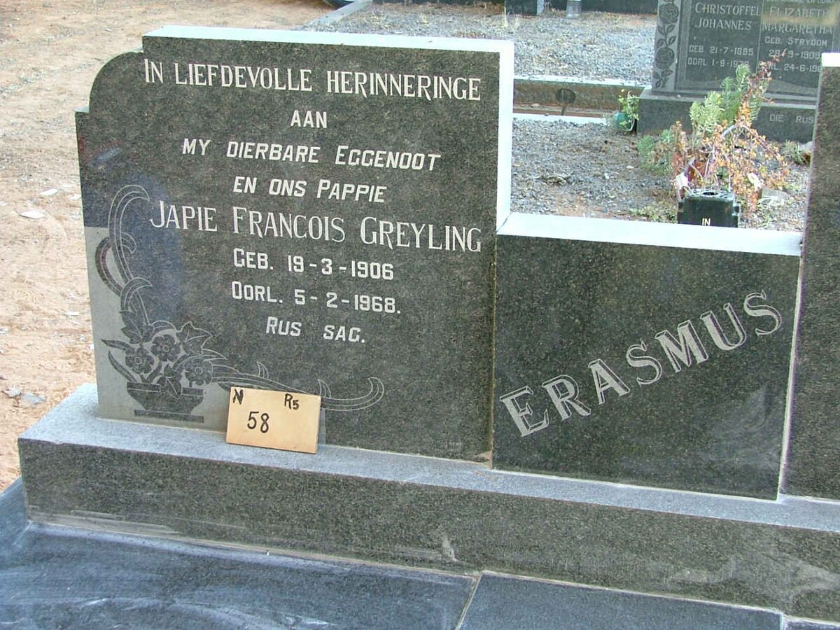 ERASMUS Japie Francois Greyling 1906-1968