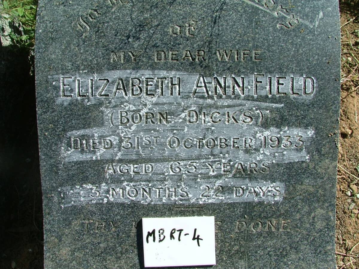 FIELD Elizabeth Ann nee DICKS -1933
