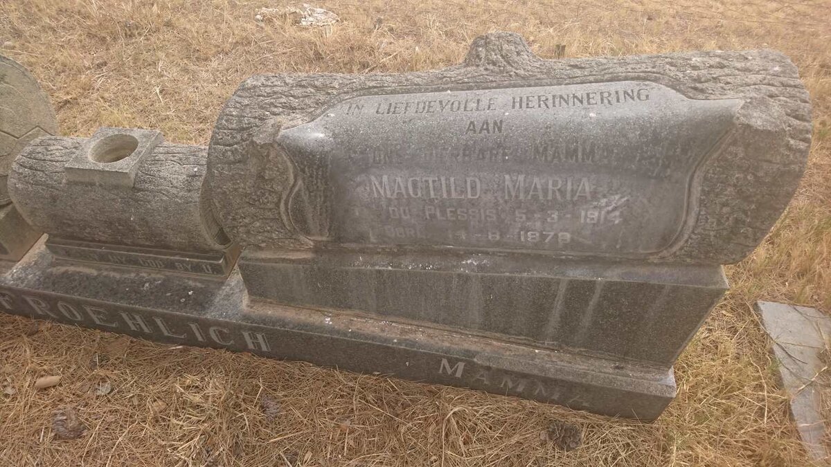 FROEHLICH Carl Wilhelm Huebsch 1907-1967 &amp; Magtild Maria DU PLESSIS 1914-1979