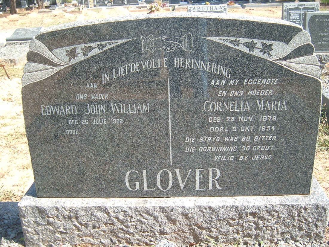 GLOVER Edward John William 1902- &amp; Cornelia Maria 1878-1954