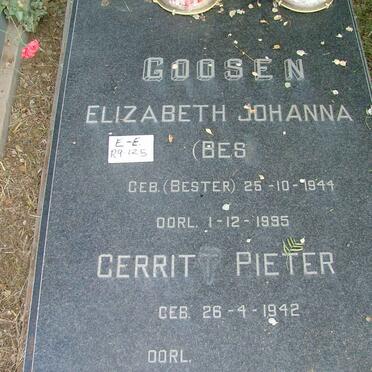 GOOSEN Gerrit Pieter 1942- &amp; Elizabeth Johanna BESTER 1944-1995