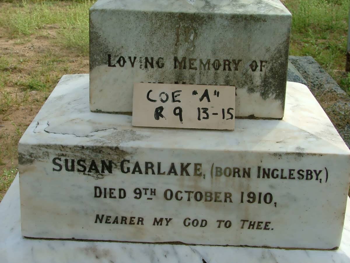 GARLAKE Susan nee INGLESBY -1910