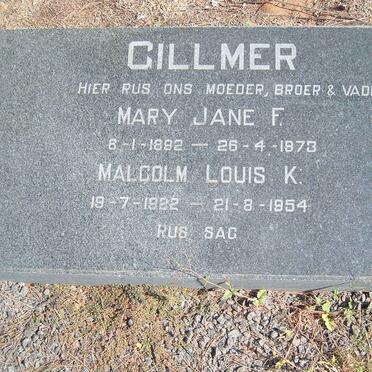 GILLMER Malcolm Louis K. 19?2-1954 :: GILLMER Mary Jane F. 1892-1973