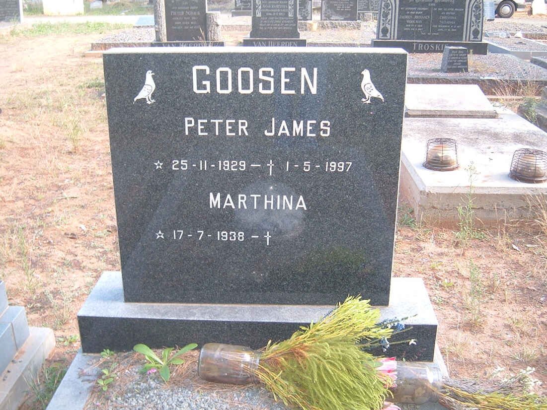 GOOSEN Peter James 1929-1997 &amp; Marthina 1938-
