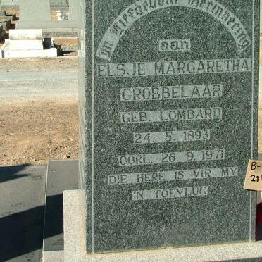 GROBBELAAR Elsje Margaretha nee LOMBARD 1893-1971