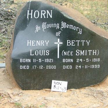 HORN Henry Louis 1921-2000 &amp; Betty Smith 1918-1999