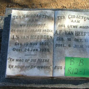 HEERDEN J.S., van 1881-1939 &amp; A.F. 1895-1958