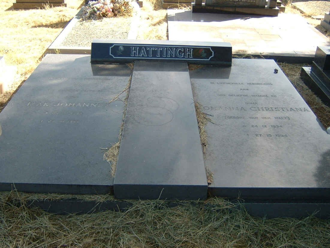 HATTINGH Izak Johannes ????-???? &amp; Johanna Christiana VAN DER WALT 1934-1994