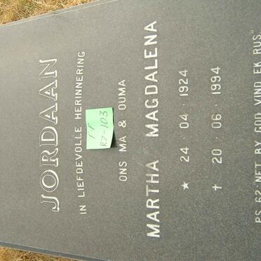 JORDAAN Martha Magdalena 1924-1994
