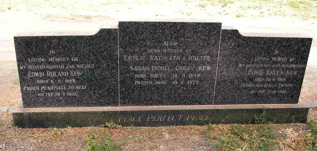 KEW Edwin Roland 1883-1957 &amp; Sarah Isobel Carry HAYES 1880-1977 :: KEW Edwin Hayes 1903-1956