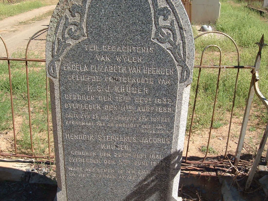 KRÜGER Hendrik Stephanus 1831-19?? &amp; Engela Elizabeth VAN HEERDEN 1832-1889