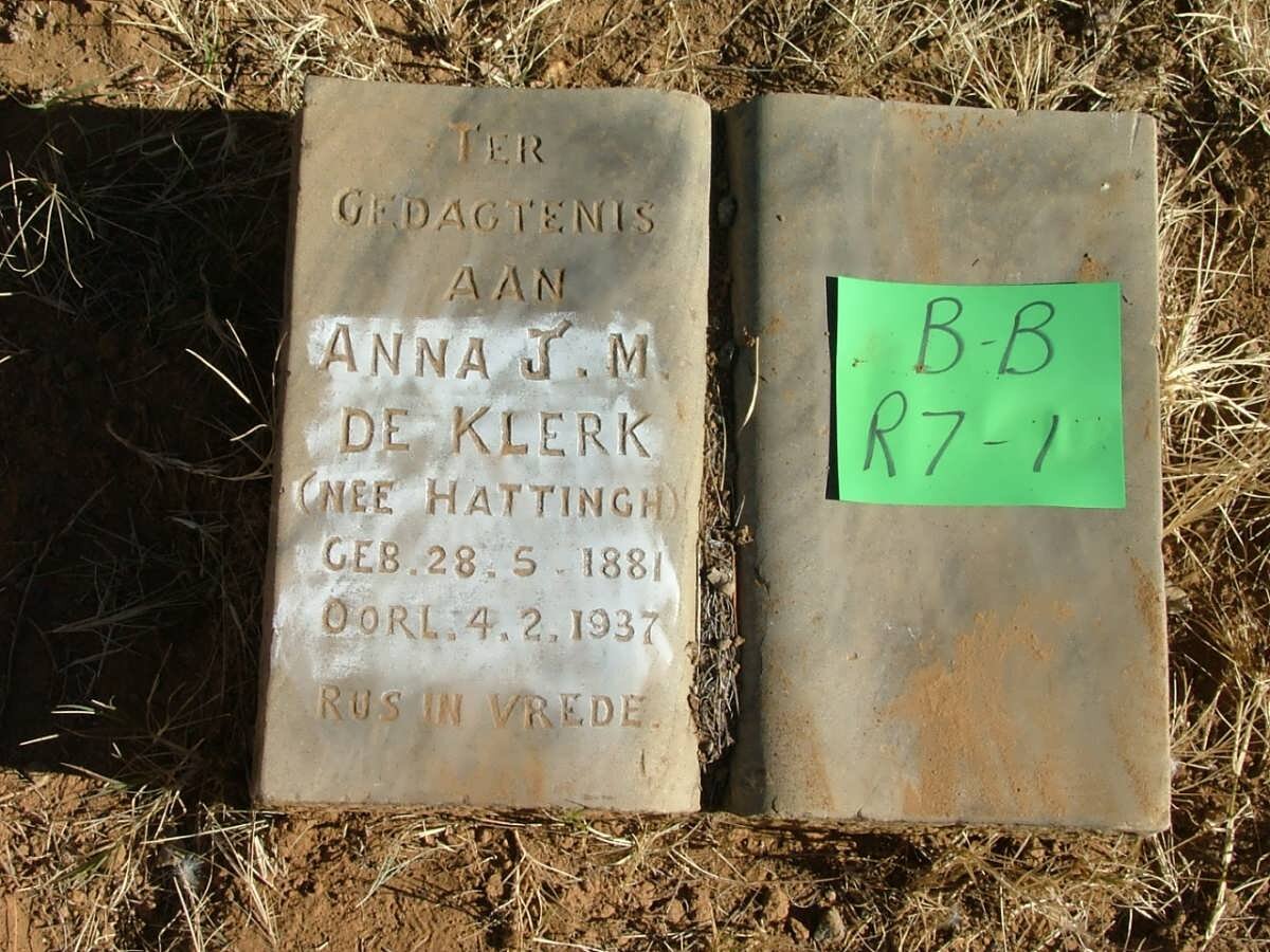 KLERK Anna J.M., de nee HATTINGH 1881-1937