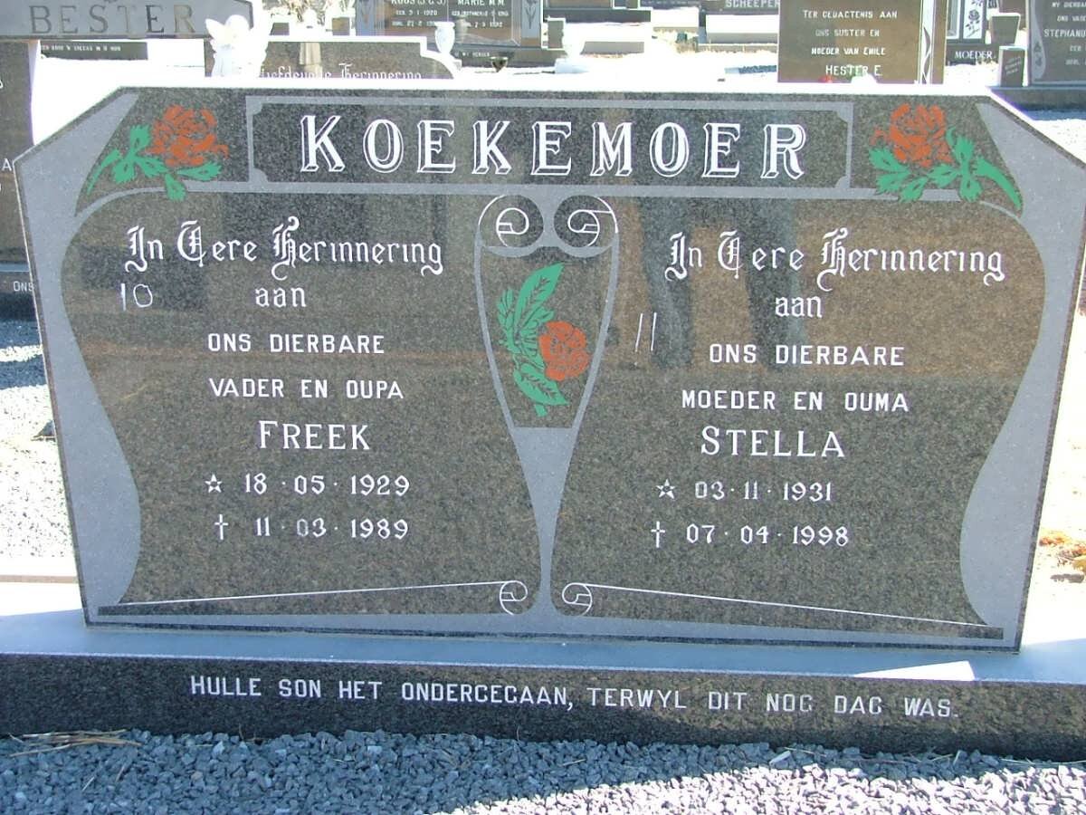 KOEKEMOER Freek 1929-1989 &amp; Stella 1931-1998