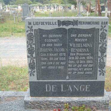 LANGE Barend Jacobus, de 1878-1958 &amp; Wilhelmina Hendrina ROSSOUW 1894-1960