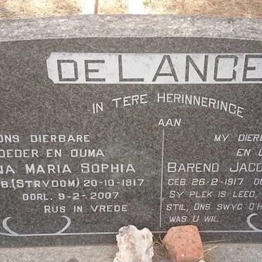 LANGE Barend Jacobus Steyn, de 1917-1973 &amp; Anna Maria Sophia STRYDOM 1917-2007
