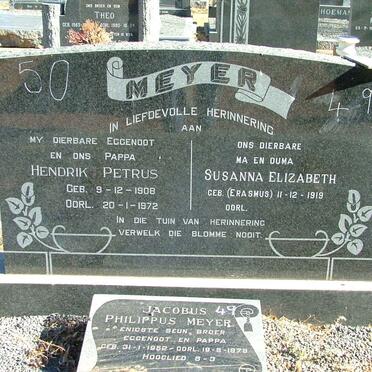 MEYER Hendrik Petrus 1908-1972 &amp; Susanna Elizabeth ERASMUS 1919- :: MEYER Jacobus Philippus 1952-1978