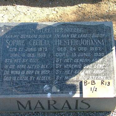 MARAIS Hester Johanna 1867-1959 :: MARAIS Sophie Cecilia 1873-1953