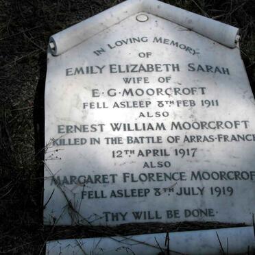 MOORCROFT Ernest William -1917 :: MOORCROFT Emily Elizabeth Sarah -1911 :: MOORCROFT Margaret Florence -1919