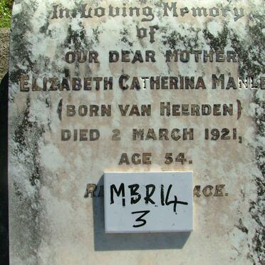 MANLEY Elizabeth Catherina nee VAN HEERDEN -1921
