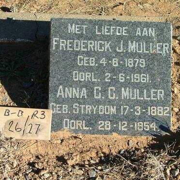 MULLER Frederick J. 1879-1961 &amp; Anna C.C. STRYDOM 1882-1954