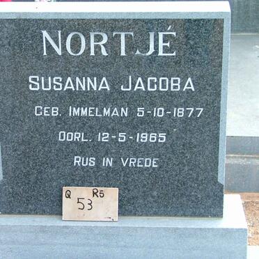 NORTJÉ Susanna Jacoba nee IMMELMAN 1877-1965