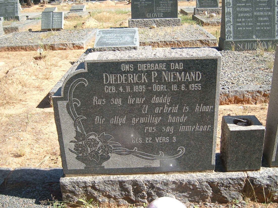 NIEMAND Diederick P. 1895-1955 &amp; M.S. 1898-1966