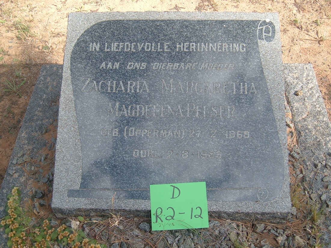 PELSER Zacharia Margaretha Magdelena geb OPPERMAN 1868-19?6