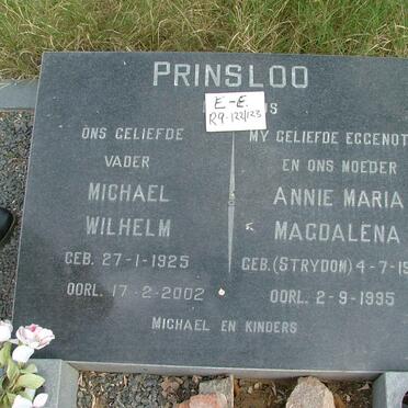 PRINSLOO Michael Wilhelm 1925-2002 &amp; Annie Maria Magdalena STRYDOM 1940-1995