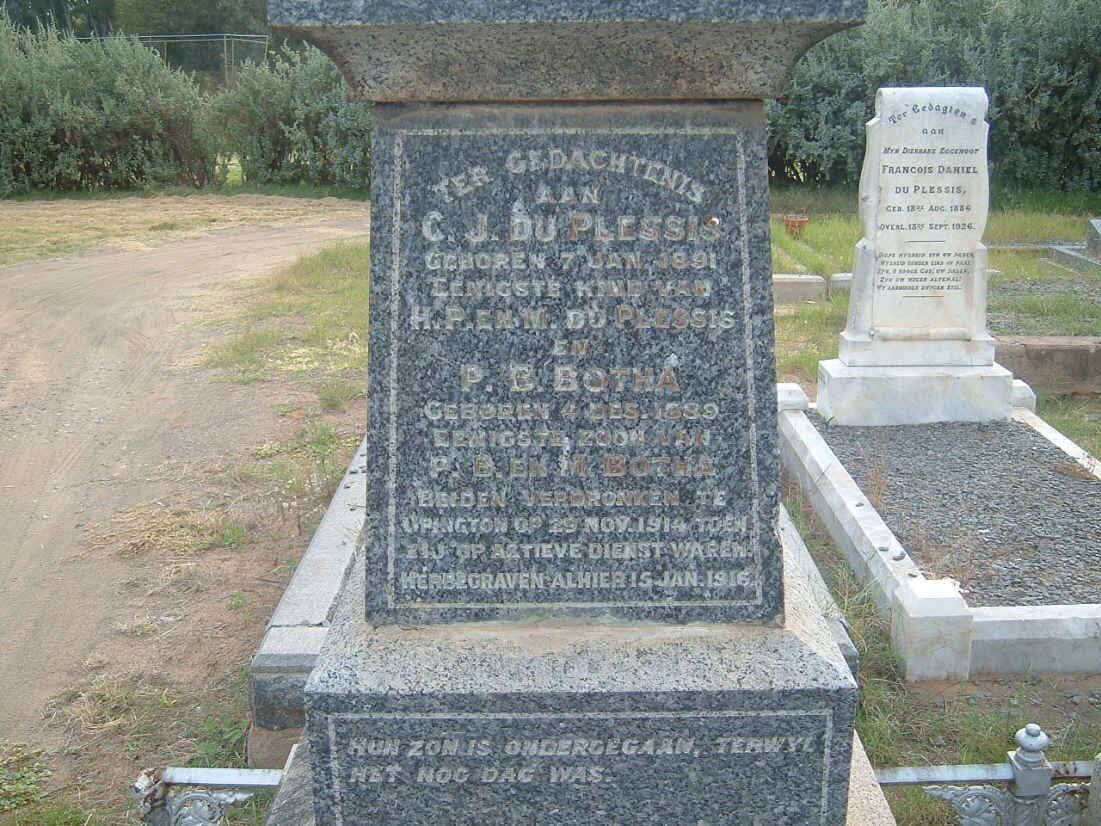 PLESSIS C.J., du 1891-1914 :: BOTHA P.B. 1889-1914