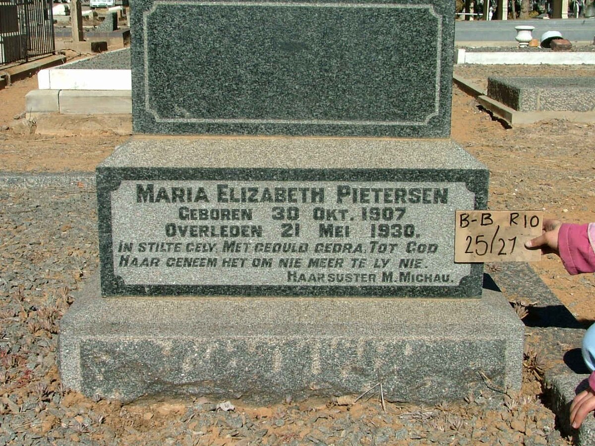 PIETERSEN Maria Elizabeth 1907-1930