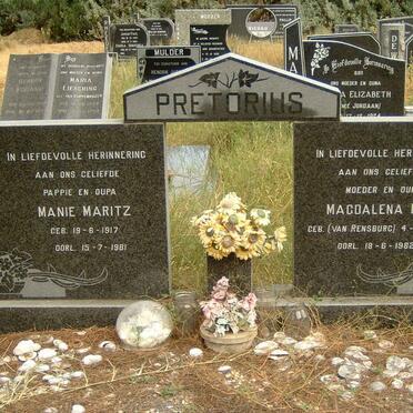 PRETORIUS Manie Maritz 1917-1981 &amp; Magdalena Maria VAN RENSBURG 1927-1982