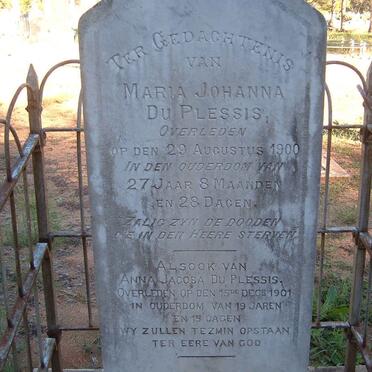 PLESSIS Maria Johanna, du -1900 :: DU PLESSIS Anna Jacoba -1901