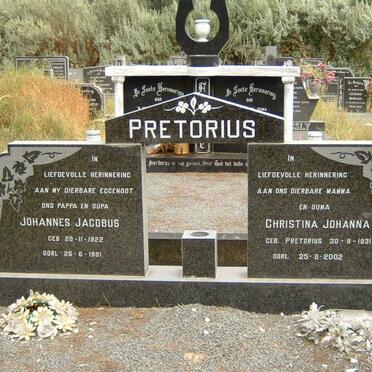 PRETORIUS Johannes Jacobus 1922-1981 &amp; Christina Johanna PRETORIUS 1931-2002