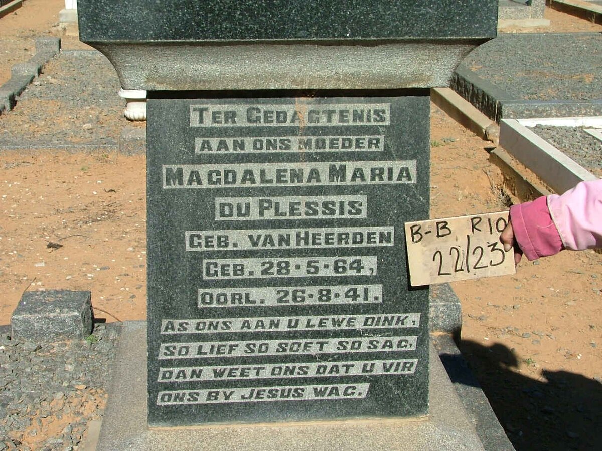 PLESSIS Magdalena Maria, du nee VAN HEERDEN 1864-1941 