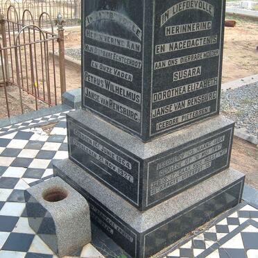 RENSBURG Petrus Wilhelmus, Janse van 1864-1927 &amp; Susara Dorothea Elizabeth PIETERSEN 1864-1947