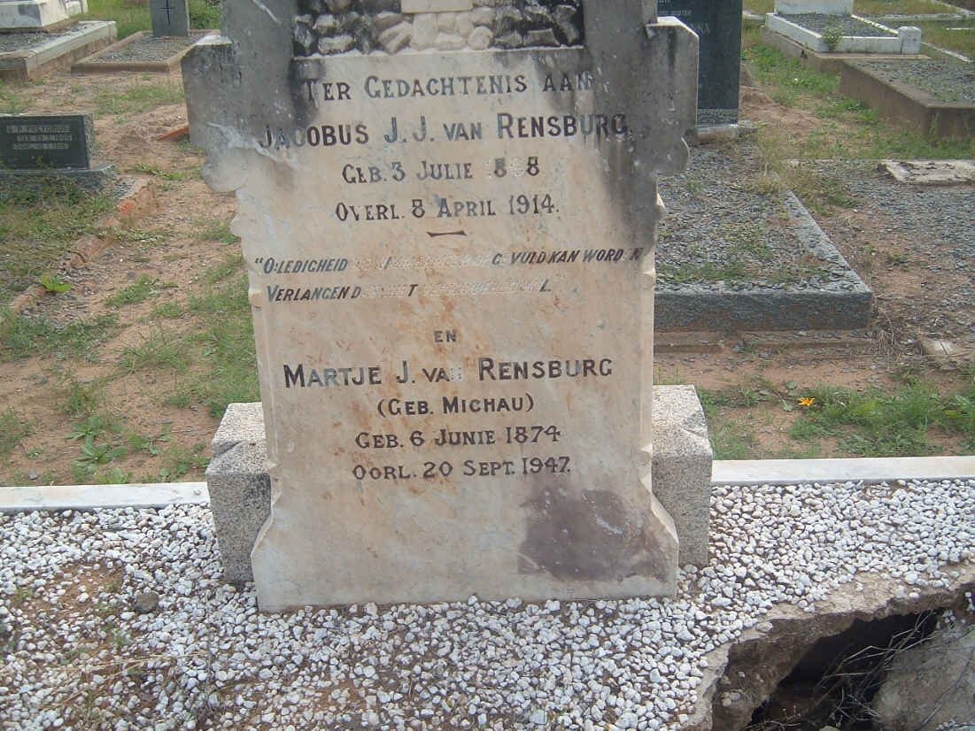 RENSBURG Jacobus J., J. van 1868-1914 &amp; Martje MICHAU 1874-1947