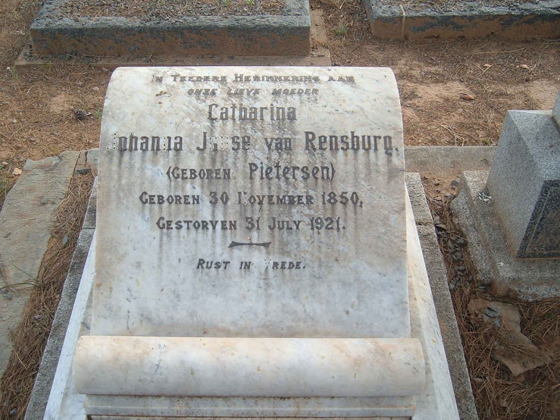 RENSBURG Catharina Johanna, Janse van nee PIETERSEN 1850-1921