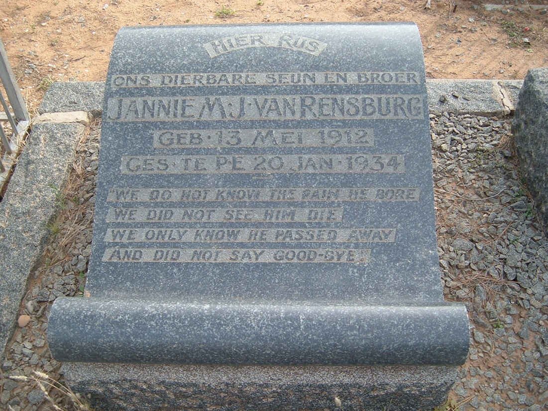 RENSBURG Jannie M., J. van 1912-1934