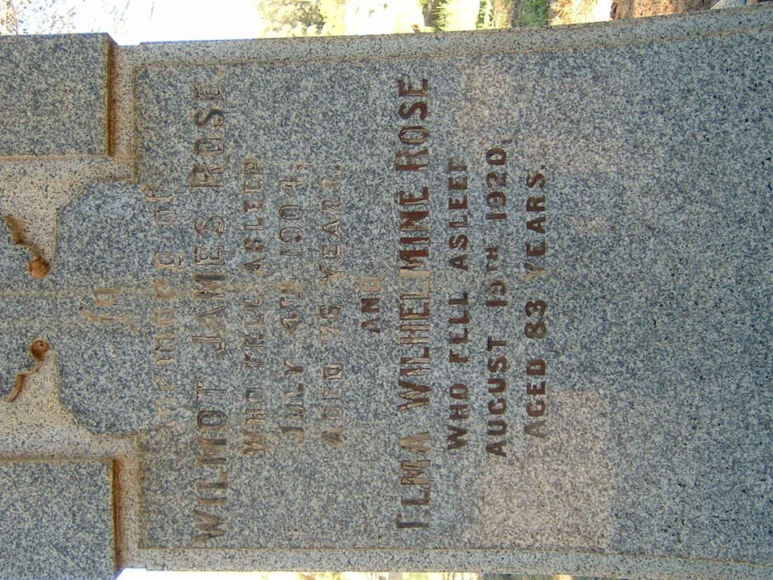 ROSE Wilmot James -1904 &amp; Elma Wilhelmine -1920