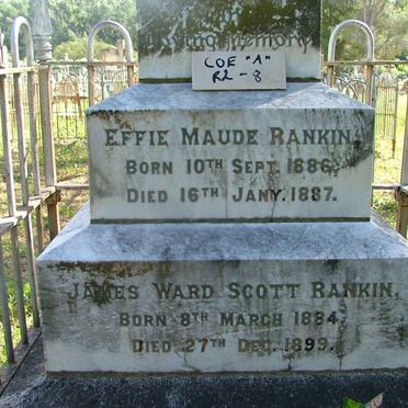 RANKIN James Ward Scott 1884-1899 ::RANKIN Effie Maude 1886-1887