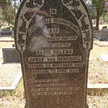 RENSBURG Elsie Helena, Janse van 1896-1929