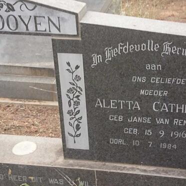 ROOYEN Johannes Willem, van 1914-1976 &amp; Aletta Catherina JANSE VAN RENSBURG 1916-1984