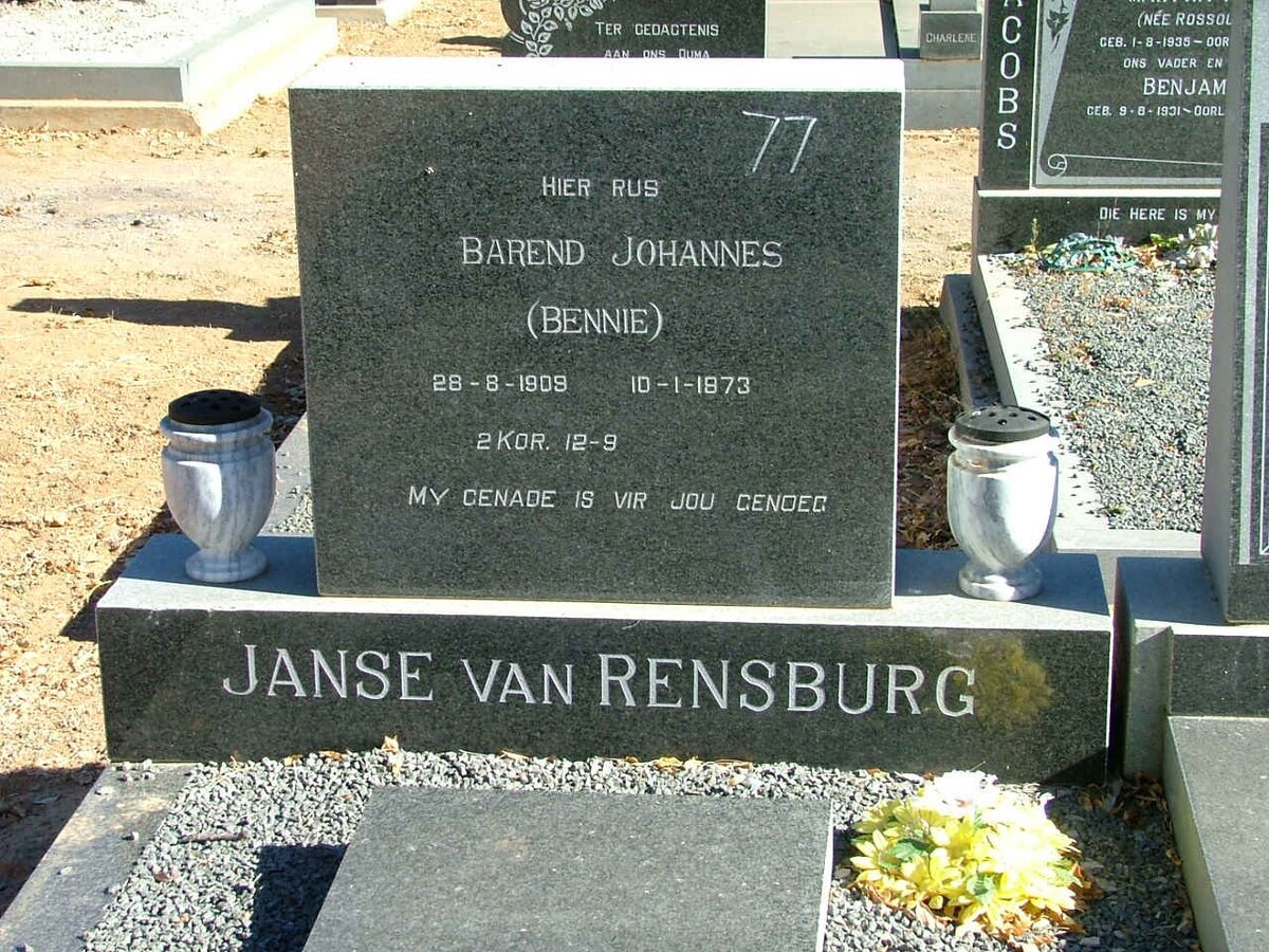 RENSBURG Barend Johannes, Janse van 1909-1973