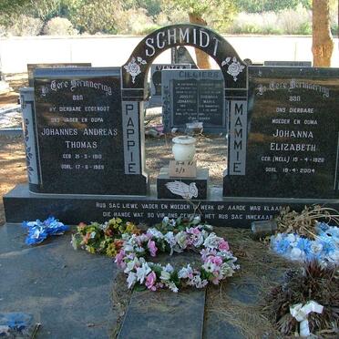 SCHMIDT Johannes Andreas Thomas 1910-1989 &amp; Johanna Elizabeth NELL 1920-2004