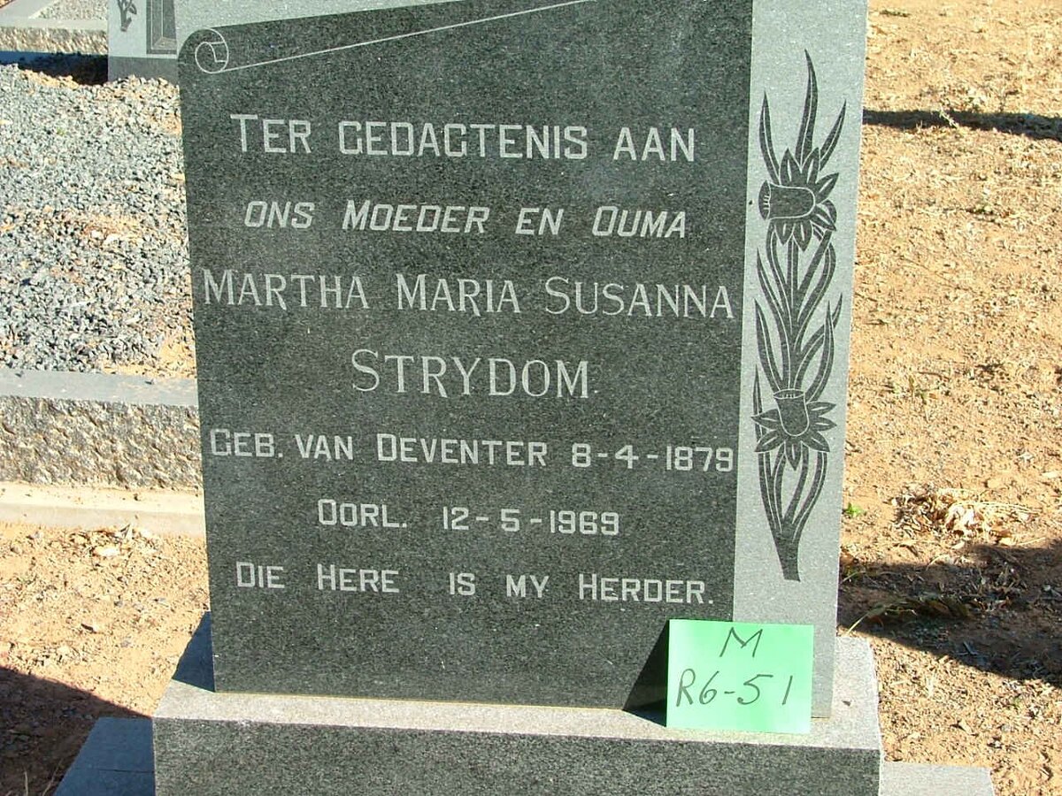 STRYDOM Martha Maria Susanna nee VAN DEVENTER 1879-1969