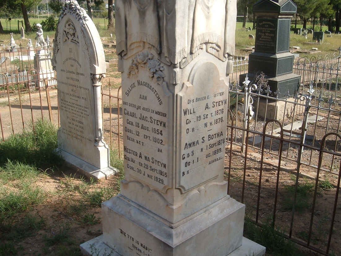 STEYN Charl Jac. 1854-1902 &amp; Hester Anna nee KRUGER 1855-1929